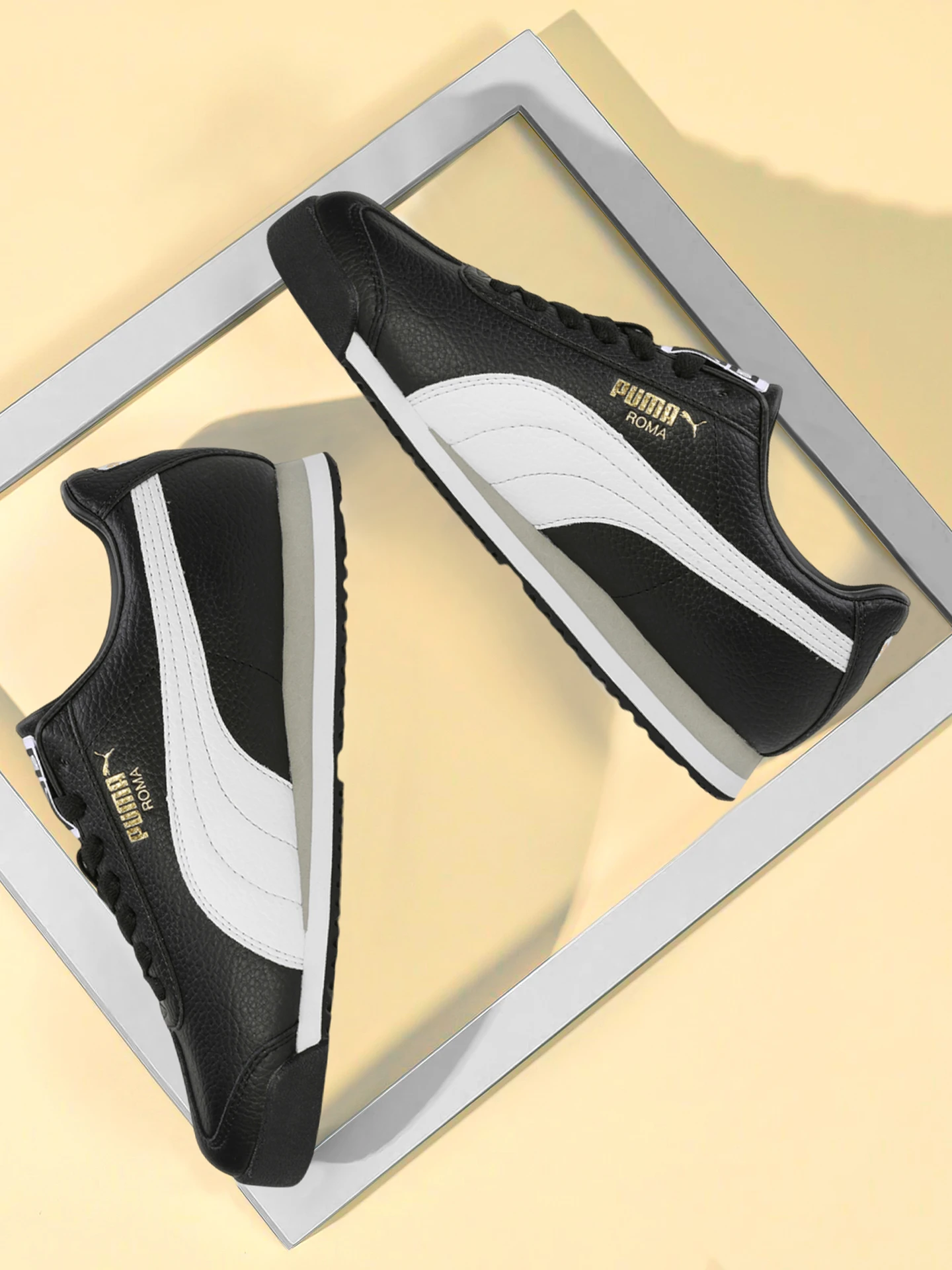 PUMA Roma Classic Black & White Sneakers